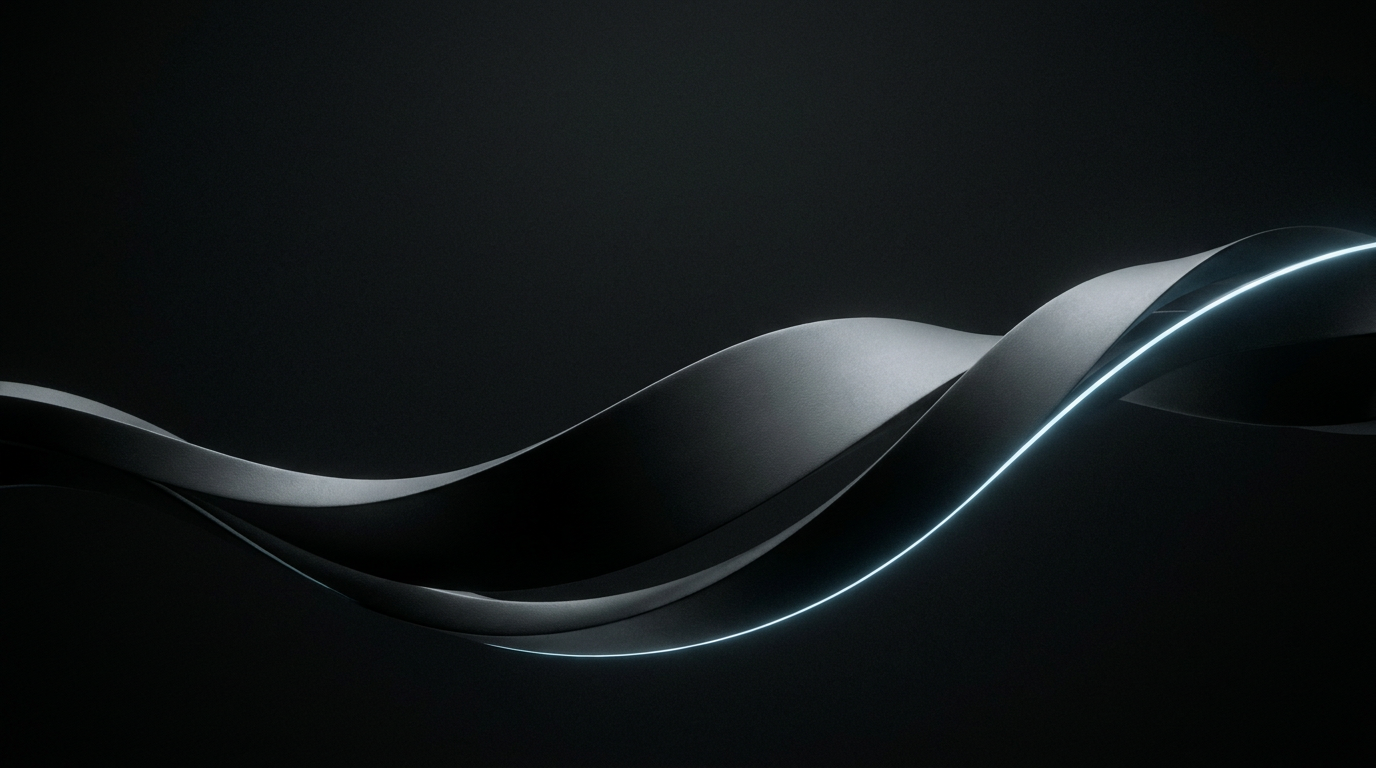 Cinematic abstract ribbon of flowing signal waves